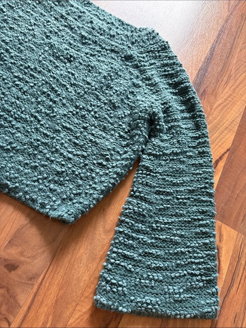 Billabong Women’s Teal Bouclé Cropped Scoop-Neck Sweater Size S